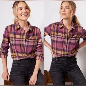 NWT Women’s Faherty Legend Sweater Shirt In Lolita Plaid Flannel SZ LARGE